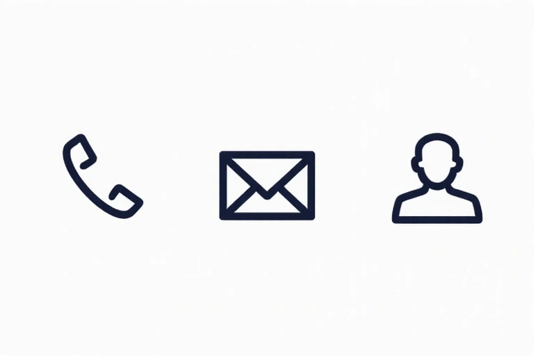 Εικονίδια επικοινωνίας - τηλέφωνο, email, διεύθυνση - σε μοντέρνο, μινιμαλιστικό στυλ.